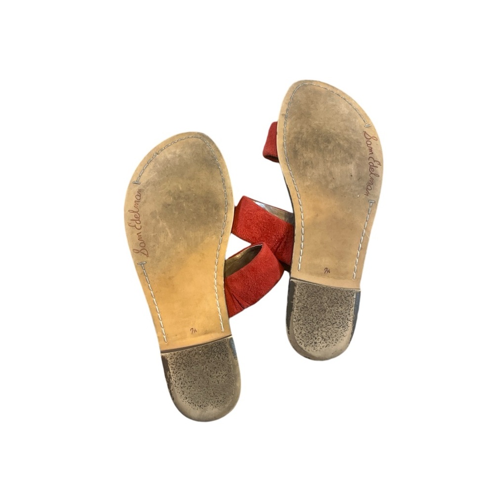 Sam Edelman Women’s Gala Red Leather Sandals Slide Casual Colorful Size 7.5M EUC - Picture 3 of 4